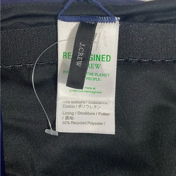 Reimagined by J Crew Size 10 Blue Ruched Built In Bra One Piece Swimsuit. NWOT - Picture 5 of 11
